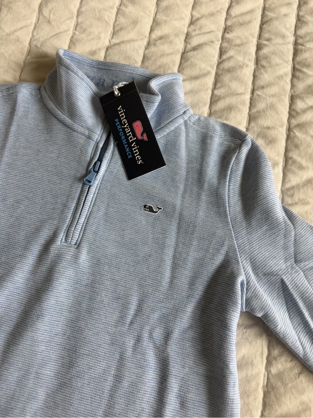Vineyard Vines Light Blue Quarter-Zip Sweater - Boys Size 7 - Picture 2 of 3